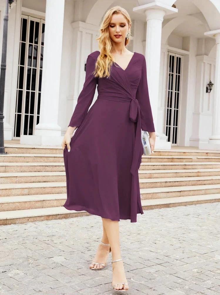 Bridesmaid Dress V-Back Waist Belt Mother of the Bride Wedding Guest SY28031 by numbersea