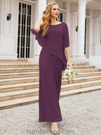 Sunnderly Formal Party Gown Dress Long Mother of The Bride Dresses with Ruffle Cape SY28026 by numbersea