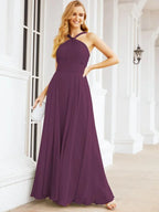 Numbersea Abiti da damigella incrociati con collo all'americana per festa, matrimonio, sera, ballo di fine anno, abiti lunghi da ballo 28053