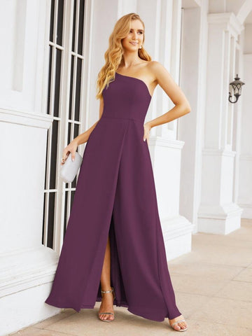 Numbersea Women's One Shoulder Formal Prom Gowns for Mother of The Bride Side Slit Bridesmaid Dresses 28052