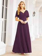 Numbersea Formal Prom Gowns for Mother of The Bride Short Sleeves Bridesmaid Dress 28049 by numbersea