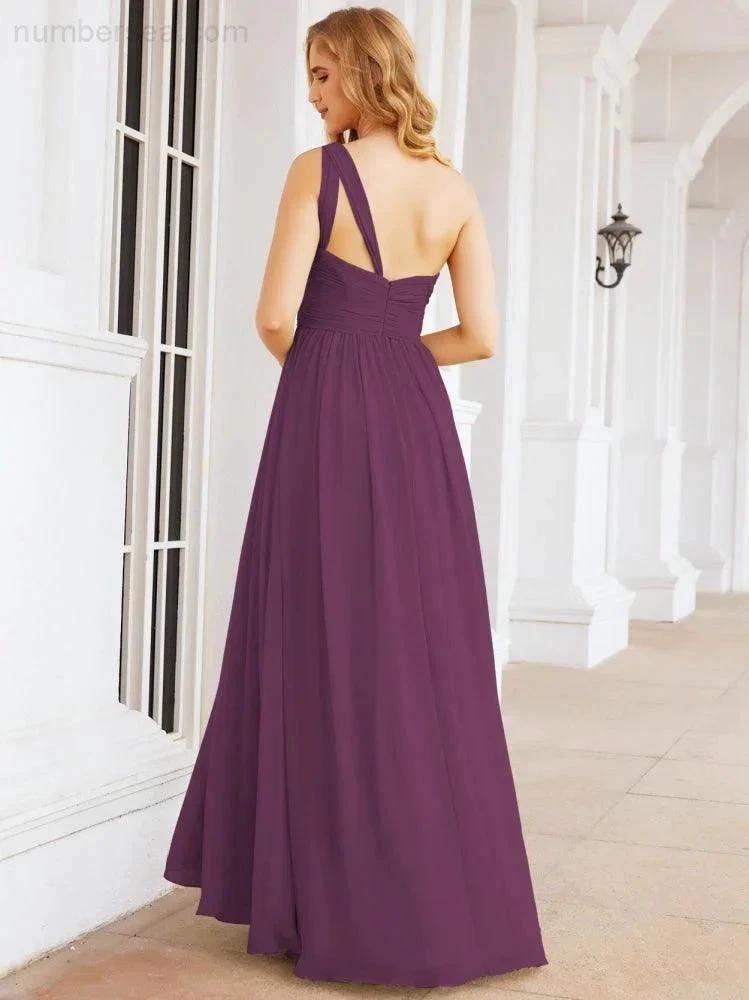 Numbersea One Shoulder Bridesmaid Dresses Long Maxi Formal Evening Party Prom Gowns 28061 by numbersea