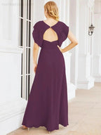 Sunnderly Bridesmaid Dresses Cape Formal Prom Dress Open Back Gowns for Mother of The Bride SY28058 by numbersea
