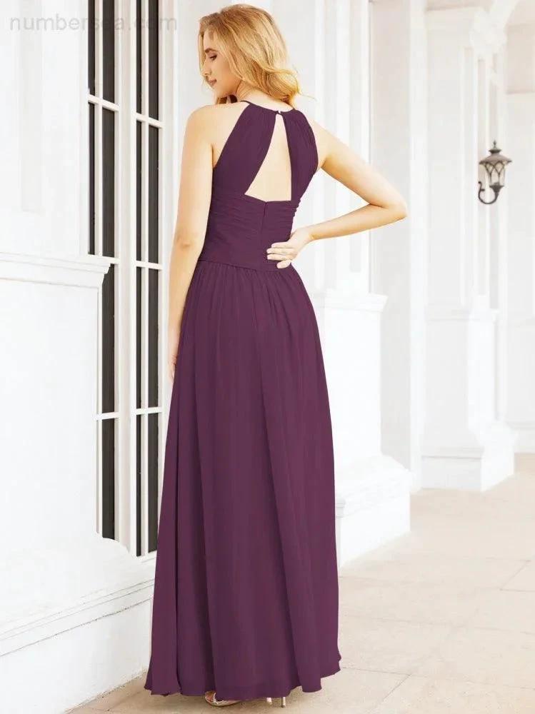 Numbersea Sleeveless Bridesmaid Dresses Long Prom Gown Zipper with Keyhole Back 28056 by numbersea