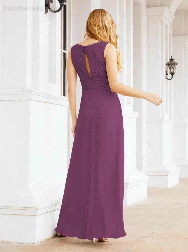 Formal Prom Gown Elegant V-Neck Sleeveless Bridesmaid Dresses for Wedding Party 28037 by numbersea