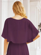 Numbersea Bridesmaid Dresses for Wedding Formal Evening Party Prom Gown with Cape 28050