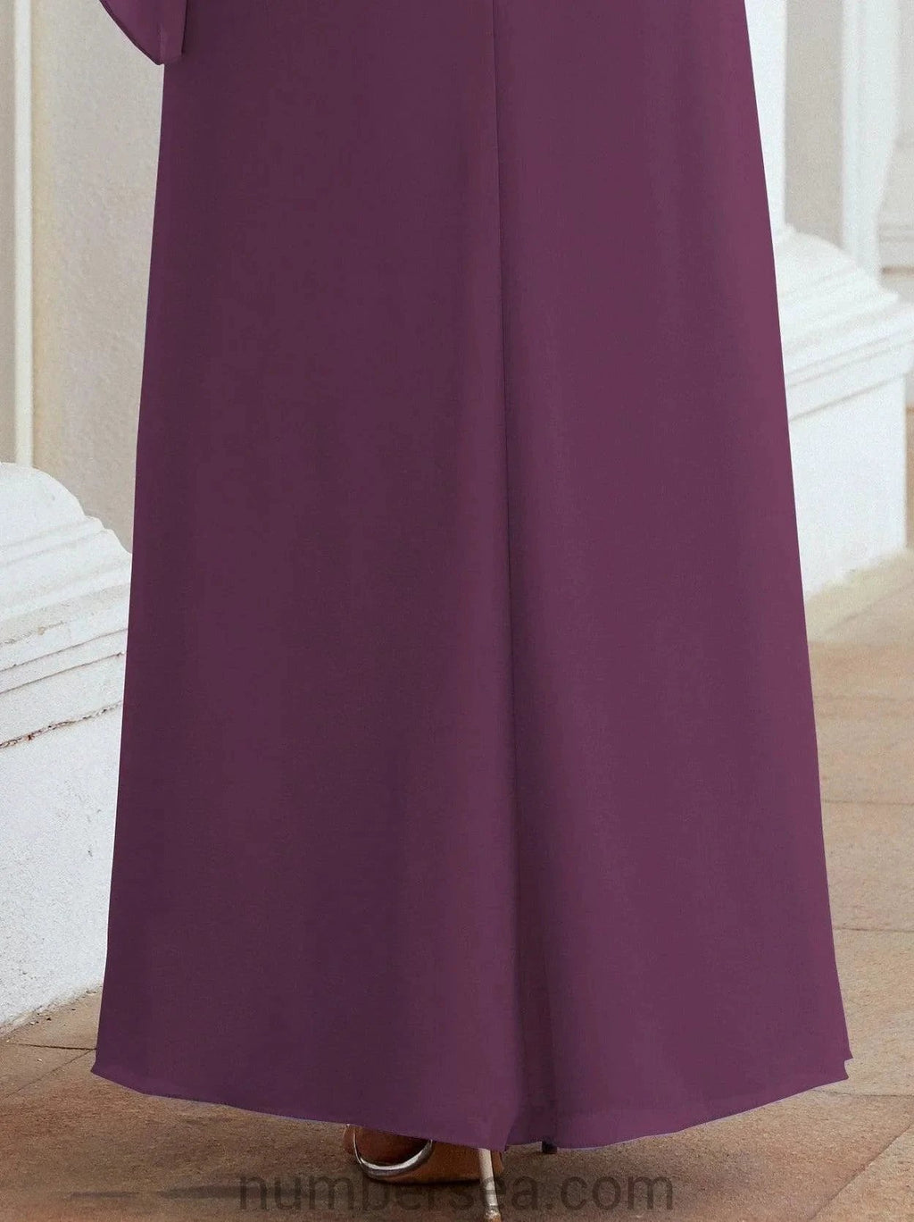 Sunnderly Formal Party Gown Dress Long Mother of The Bride Dresses with Ruffle Cape SY28026 by numbersea