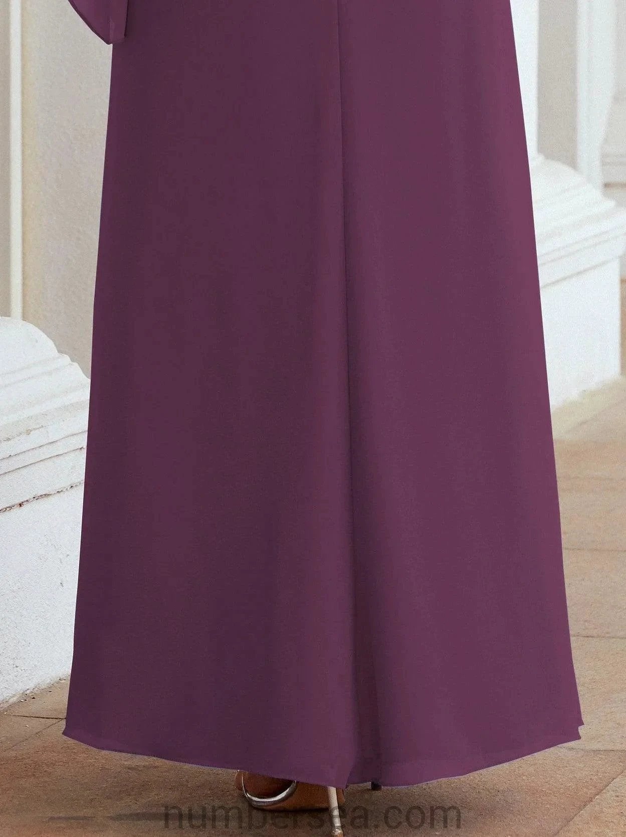 Sunnderly Formal Party Gown Dress Long Mother of The Bride Dresses with Ruffle Cape SY28026 by numbersea