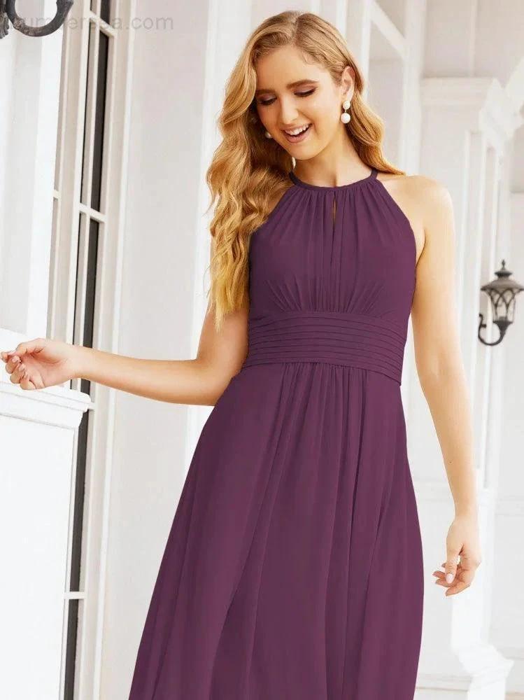 Numbersea Keyhole Bridesmaid Dresses Sleeveless Formal Evening Party Prom Gowns 28043 by numbersea