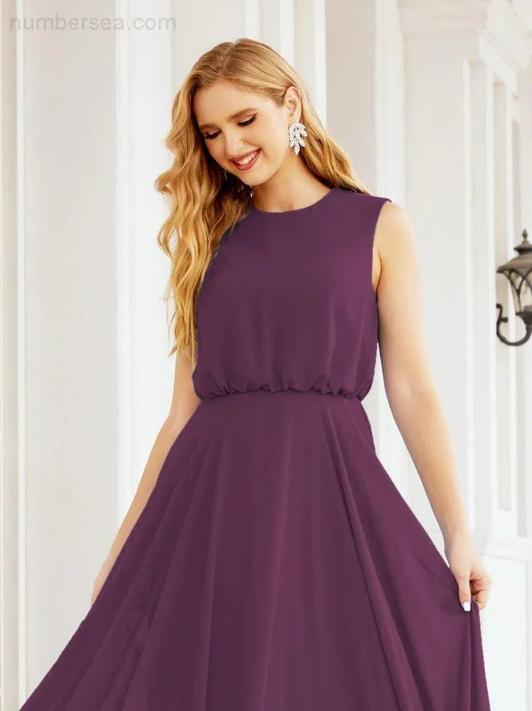 Numbersea Sleeveless Long Bridesmaid Dress A line Formal Evening Prom Gown 28025