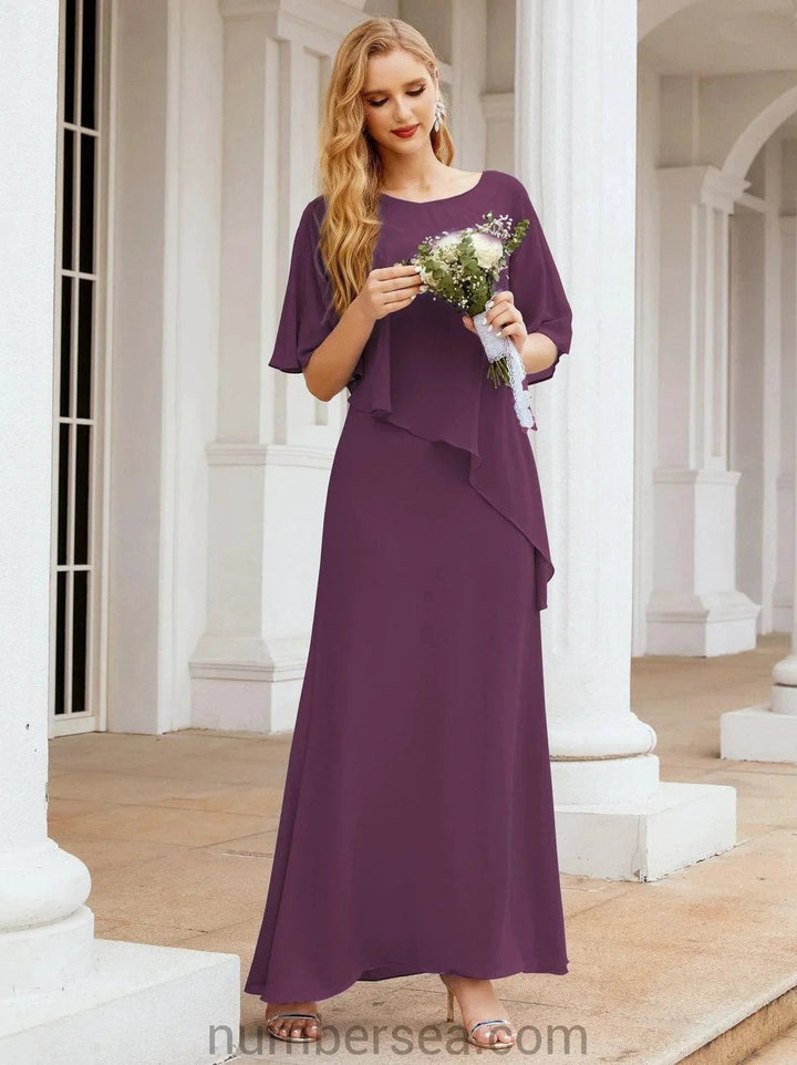 Sunnderly Formal Party Gown Dress Long Mother of The Bride Dresses with Ruffle Cape SY28026 by numbersea