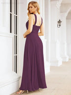 Numbersea Abiti da damigella incrociati con collo all'americana per festa, matrimonio, sera, ballo di fine anno, abiti lunghi da ballo 28053