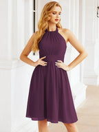 Numbersea Halter Chiffon Bridesmaid Dresses Short Sleeveless Formal Party Dress Open Back 28023 by numbersea