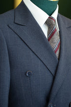 Charcoal Gold Pinstripe Wool Double-Breasted 3-Piece Wedding Suit | Tailored Groom & Groomsmen Attire by 男装