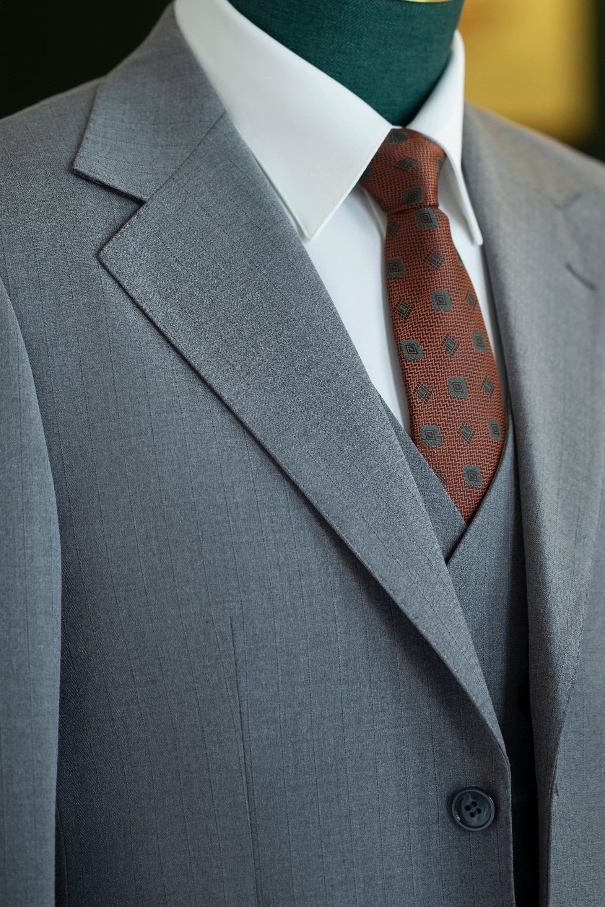 Dusty Blue Pinstripe Wool 3-Piece Wedding Suit | Tailored Groom & Groomsmen Attire by 男装