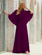 Sunnderly Bridesmaid Dress Women Long Sleeve V-Neck Chiffon Formal Wedding Party Dress SY28018 by numbersea