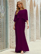 Sunnderly Bridesmaid Dress Women Long Sleeve V-Neck Chiffon Formal Wedding Party Dress SY28018 by numbersea