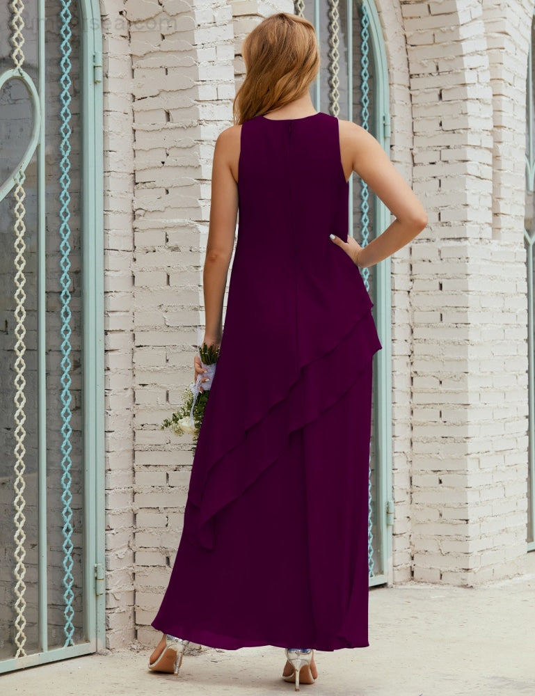 Chiffon Long Plus Size Mother of Bride Dresses Formal Bridesmaid Prom Gown SY28019