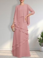 Sheath Scoop Floor-Length Chiffon Mother of the Bride Dress