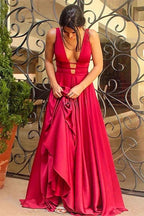 A-line Off-the-shoulder Open Back V-Neck Prom Dress by BIZTUNNEL