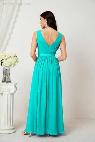Women's Chiffon Long Bridesmaid Dresses A line Sleeveless Formal Prom Gown for Evening Party Homecoming Dresses 2808