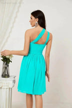 Numbersea Women Chiffon Short One Shoulder Bridesmaid Dress Formal Dresses for Party Homecoming 2804 by numbersea