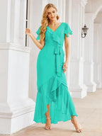 Numbersea Ruffled Bridesmaid Dresses Mermaid Formal Violin Evening Party Prom Gowns 28042 by numbersea
