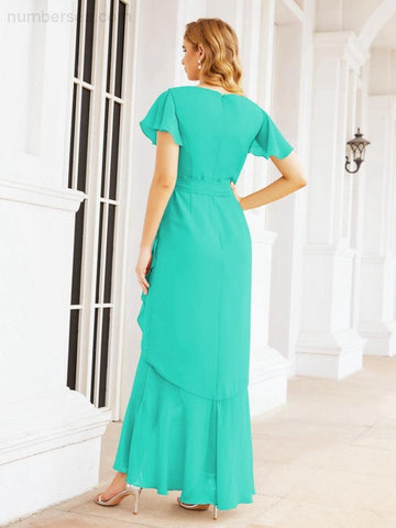 Numbersea Ruffled Bridesmaid Dresses Mermaid Formal Violin Evening Party Prom Gowns 28042