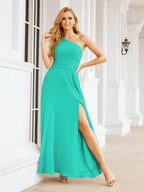 Numbersea One Shoulder Bridesmaid Dresses Long Formal Prom Gowns 28048