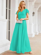 Numbersea Formal Prom Gowns for Mother of The Bride Cap Sleeves Bridesmaid Dress 28047 by numbersea
