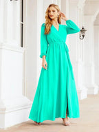 Sunnderly Women's Chiffon Bridesmaid Dress A line Long Sleeves Formal Evening Prom Gown for Wedding Guest SY28032 by numbersea