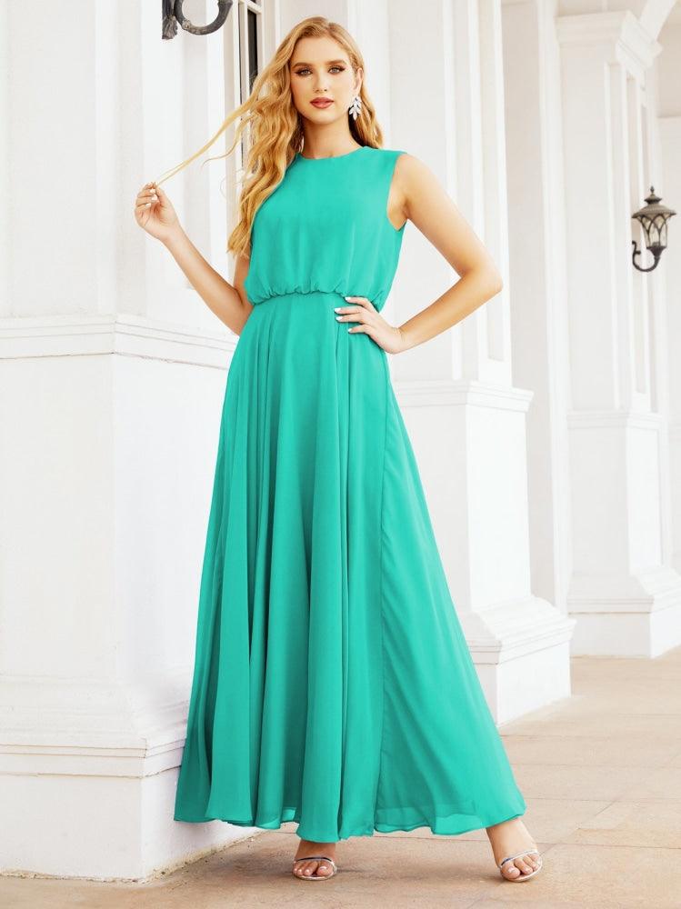 Numbersea Sleeveless Long Bridesmaid Dress A line Formal Evening Prom Gown 28025