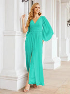 Numbersea Bridesmaid Dresses with Split for Wedding Party Flutter Sleeves 28045 by numbersea
