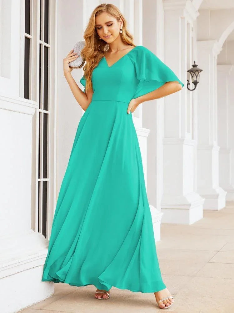 Numbersea Bridesmaid Dresses for Wedding Formal Evening Party Prom Gown with Cape 28050