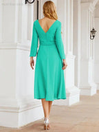 Bridesmaid Dress V-Back Waist Belt Mother of the Bride Wedding Guest SY28031 by numbersea