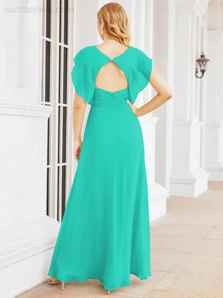 Sunnderly Bridesmaid Dresses Cape Formal Prom Dress Open Back Gowns for Mother of The Bride SY28058 by numbersea