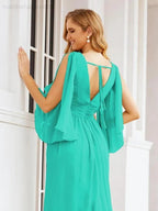 Numbersea Bridesmaid Dresses with Split for Wedding Party Flutter Sleeves 28045 by numbersea