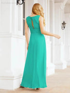 Formal Prom Gown Elegant V-Neck Sleeveless Bridesmaid Dresses for Wedding Party 28037 by numbersea