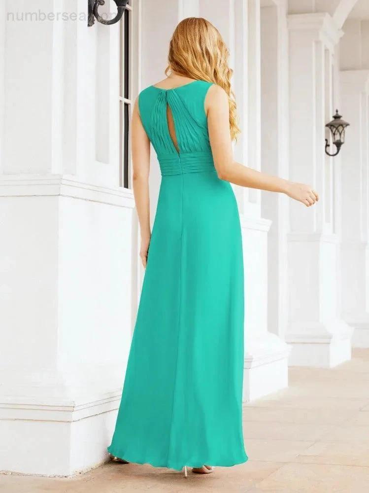 Formal Prom Gown Elegant V-Neck Sleeveless Bridesmaid Dresses for Wedding Party 28037 by numbersea