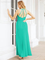 Numbersea Spaghetti Strap Bridesmaid Dresses V-Neck Long A-Line Formal Prom Gowns 28063 by numbersea