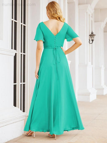 Numbersea Formal Prom Gowns for Mother of The Bride Short Sleeves Bridesmaid Dress 28049