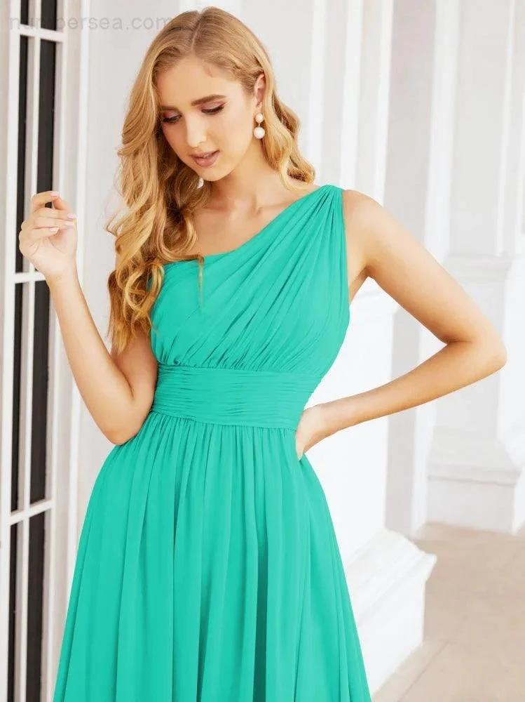 Numbersea One Shoulder Bridesmaid Dresses Long Maxi Formal Evening Party Prom Gowns 28061 by numbersea