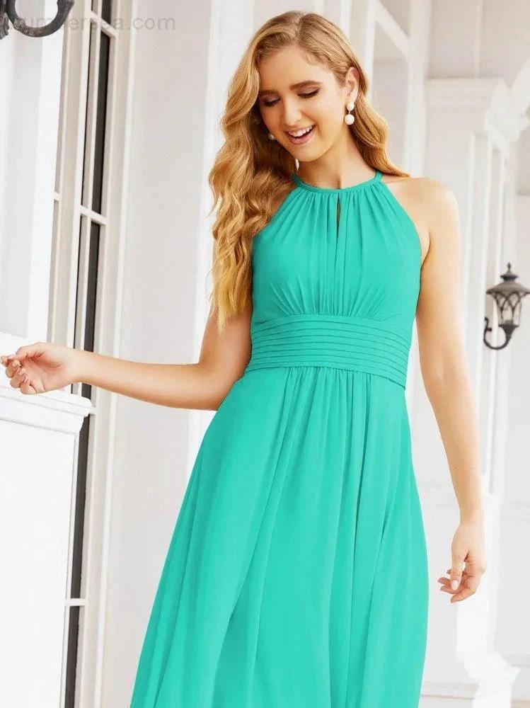 Numbersea Keyhole Bridesmaid Dresses Sleeveless Formal Evening Party Prom Gowns 28043 by numbersea