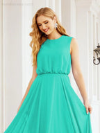 Numbersea Sleeveless Long Bridesmaid Dress A line Formal Evening Prom Gown 28025