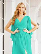 Numbersea Bridesmaid Dresses with Split for Wedding Party Flutter Sleeves 28045 by numbersea