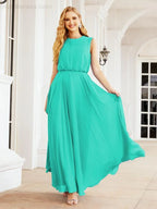 Numbersea Sleeveless Long Bridesmaid Dress A line Formal Evening Prom Gown 28025