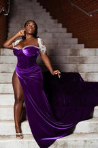 Purple Velvet Evening Dress,Sexy Formal Gown For Black Girls Y1835 by simplepromdress