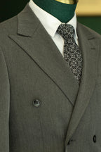 Charcoal Grey Wool Double-Breasted 3-Piece Wedding Suit | Tailored Groom & Groomsmen Attire by 男装