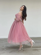 Powder Pink Tulle Dress Engagement Dress Corset Dress Cocktail Dress Evening Dress Y4775 by simplepromdress