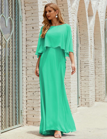 Sunnderly  Bridesmaid Dress Women Long Sleeve V-Neck Chiffon Formal Wedding Party Dress SY28018